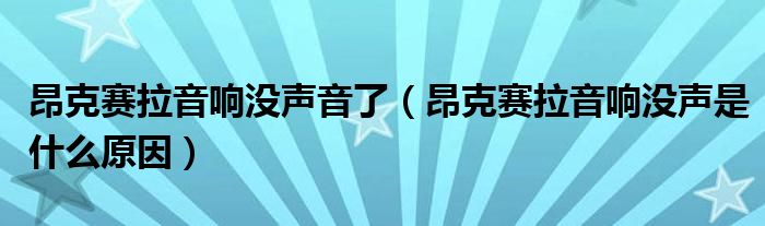 昂克赛拉音响没声音了（昂克赛拉音响没声是什么原因）