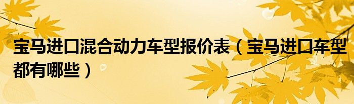 宝马进口混合动力车型报价表（宝马进口车型都有哪些）